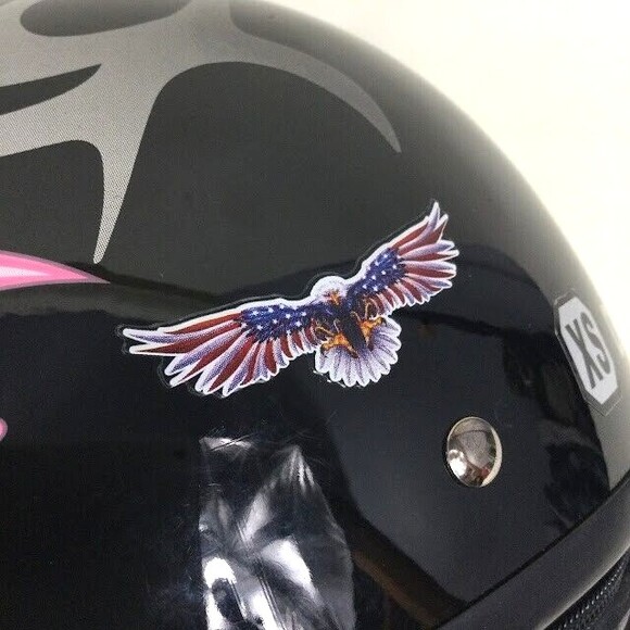 BiLT Half-Helmet-Women's Size XS -Gloss Black & Pink/Silver Flames-DOT Certified - Picture 5 of 8